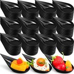 500 Pcs 4 Inch Appetizer Spoons Tear Drop Mini Appetizer Plates Plastic Catering Supplies Disposable Appetizer Tasting Spoons Asian Spoon for Desserts and Appetizers Sample Serving Party (Black)