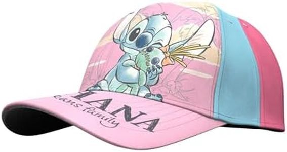 Disney Stitch Casquette de Baseball pour Filles, Casquette Design Stitch, Scrump et Angel, Chapeau D'été pour Enfants, Cadeau pour Filles (FR/ES, Numérique, 53, Rose)