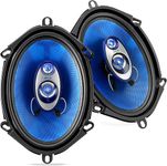 Pyle PL573BL Car Speakers Pair Coaxial Blue Poly Injection Cone 3-Way 300 W, 20 Khz, 4 Ohm Blue(5 x 7)