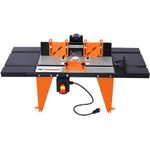 Router Table with Fence, Professional Woodworking Table Router for Precision Cutting, Sturdy Aluminum & Steel Construction, Expandable Work Surface (Orange)
