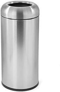 Dyna-Living Large Trash Can 16 Gallon Stainless Steel Garbage Can with Lid Open Top Tall Kitchen Trash Bin Industrial Trash Enclosure Home Commercial Use Metal Waste Container for Hotel, Supermarket, Shops or Office Buildings (Silver)