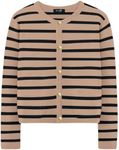 EFAN Womens Cropped Cardigan Sweaters 2024 Fall Trendy Lightweight Knit Tweed Blazer Jackets Dressy Casual Fashion Cashmere Outfits Cute Clothes Brown Striped XL