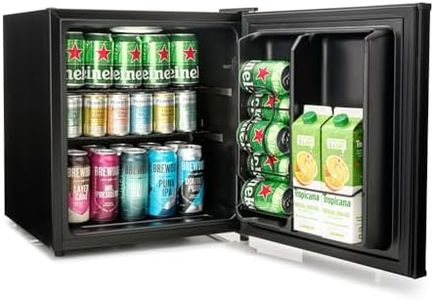 Subcold Cave50 LED Solid Door Beer Fridge for Wine & Drinks | Mini Chiller with Can Dispenser | Quiet Small Larder Frost-Free | 44 Cans (Black)