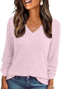 AUTOMET Womens V Neck Long Sleeve Shirts Fall Tops 2026 Lightweight Sweater