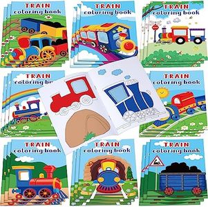 Faccito Pack of 24 Train Colouring Books for Children, Mini Colouring Books, Party Bags, Railway Mini Doodle Books for DIY Art, Mini Colouring Books for Colouring, Party Bags, Filling for Party Games