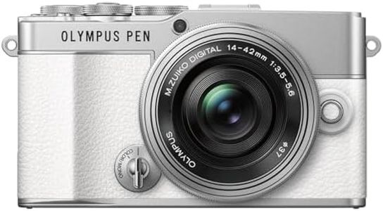Olympus Pen E-P7 Camera Kit, 20MP Sensor, Tilting HD LCD Screen, 4K Video, Wi-Fi, Colour and Monochrome Profile Control, White, Includes M.Zuiko Digital ED 14-42mm EZ Silver