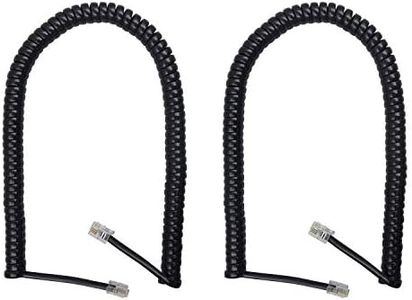 Duttek Phone Handset Cord Telephone Cord Cable Black Coiled Telephone Phone Handset Cable Cord, RJ9 Coiled Length 3 to 10 feet Uncoiled (Pack of 2)