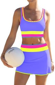 popvil High Waisted Bikini Sets for Women Tummy Control Swimsuits 3 Piece Bathing Suits Neon Swimwear with Skirt 2026
