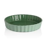 Sweejar Home Ceramic Pie Dishes for The Oven, Pie Pan for Baking, 24cm Round Wavelet Fringe Pie Dish, Non-Stick Pie Plate for Pumpkin Pie, Apple Pie, Pie Potsts (Green)