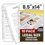 Performore 10 Pack of 8.5 x 14 Legal Size Heavyweight Clear Sheet Protectors, Plastic Legal Paper Sleeves, Clear Archival Quality, Long Sheet Protectors for Binders Documents