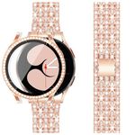 G-ficu Diamond Band Compatible with Samsung Galaxy Watch 4 & 5 Band-40mm with Screen Protector Case, 20mm Quick Release Women Bling Metal Samsung Watch 5 4 Bands & Protect Cover Case (Rose Gold)