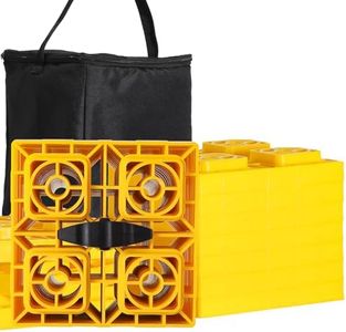 Hantinstom Heavy Duty RV Leveling Blocks Anti-Slip Design with Superior HDPE Material Stackable Jack Blocks-Features Interlocking Design & Includes Handle and Bag RV Secure Blocks for 10Pac