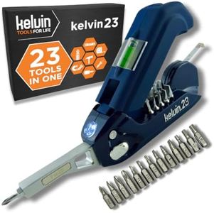 Kelvin Tools Kelvin 23 | The Palm-Sized Urban Ultra Multi-Tool Set | 23 Integrated Tools: 16 Bit Screwdriver Set, Tape Measure, Liquid Level, Hammer, and Flashlight (Navy)