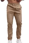Linvich Mens Casual Jogger Pants Khaki Workout Track Athletic Pants Slim Tapered Leg Cotton Twill Chino Pants with 4 Pockets