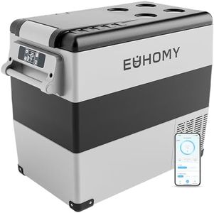 EUHOMY 12 Volt Refrigerator, 59QT(55L) Electric Cooler, 12V Fridge APP Control, 12V Cooler -4℉~68℉, Portable Freezer 12/24V DC 110-240V AC for Camping, Travel, Truck, Home