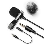 Nicama LVM3 Lavalier Lapel Microphone with 1 Windscreen Muff ­for iPhone Recording YouTube Interview Video Conference/Podcast Voice Dictation DSLR Camera Camcorders Audio Recorder