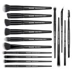 15 Pcs Makeup Brushes Set, MAANGE Makeup brushes Premium Synthetic Face Foundation Powder Blush Eyeshadow Blending Eye Brush Kit Travel Makeup Brushes（Black)