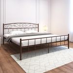 Homdec Antlia Metal Platform Bed with Headboard and Footboard, Heavy Duty Mattress Foundation – No Plywood Needed, Noise Free (Brown, King)