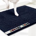 Muddy Mat® SHOWN ON TV Highly Absorbent Microfiber Door Mat and Pet Rug Non Slip Thick Washable Area and Bath Mat Soft Chenille for Kitchen Bathroom Bedroom Indoor and Outdoor-Navy Blue Medium 30"X19"