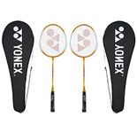 Yonex GR 303 Badminton Racket 2018 Professional Beginner Practice Racquet with Face Cover Steel Shaft - Pack of 2