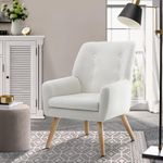 Oikiture Armchair Sherpa Lounge Chairs Home Living Room Furniture Nursing Seating White