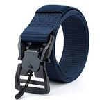 JETTREAM Nylon Tactical Belt, Military Style Webbing with Quick-Release alloy magnetic Buckle belt for men (Blue)