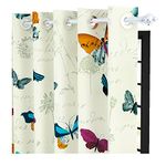 Story@Home Curtains 9 Feet Long Set Of 4 100% Cotton Floral Long Grommet Semi Sheer Door Curtains Canvas Fabric Tieback, Butterfly Print, Cream | 275 Cm X 118 Cm