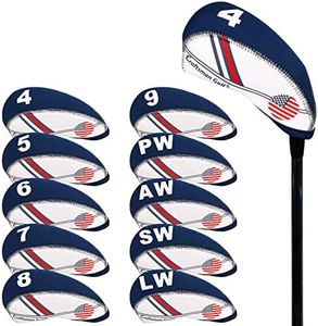 Craftsman Golf White & Blue US Flag Neoprene Golf Club Head Cover Wedge Iron Protective Headcover for Callaway, Ping, Taylormade, Cobra, Etc.