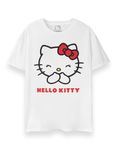 Hello Kitty Womens T-Shirt | Ladies Classic Kitten Short Sleeve Graphic Tee in White | Cute Relaxed Fit Cat Apparel Top | Sanrio Cartoon Toy Casual Wear Merchandise Gift