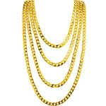 4 Pieces Hip Hop Rapper Faux Gold Chain Necklace Chunky Necklace Stainless Steel Chain for 80's, 90's Punk Style Hip Hop Chain Necklace, 8 MM 24 Inch Long