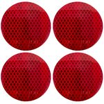 [ALL STAR TRUCK PARTS] 3" Inch Round DOT-SAE Amber/Red High Visibility Reflective Strong Stick-On Prism Reflector Weatherproof Trailer Camper RV Flatbed Fender Property Boat Marine (Red, Qty 4)