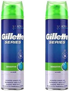 2 x 200ml Men Shaving Gel Aloe Vera Sensitive Skin Face Fresh Scent