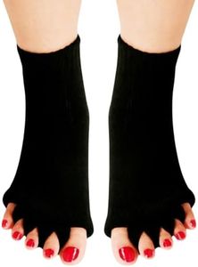 HEALFLEX Foot Alignment Socks - Toe Separator for Bunion, Plantar Fasciitis, Hammer Toes - Pain Relief - Unisex Cotton Socks for Arch Pain Comfort (Black)