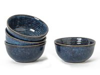 Bodhi House Handmade Reactive Glaze Ceramic Dinner Bowl Ceramic Katori 4.4 Inches, Set of 4-180 Ml (Dishwasher and Microwave Safe) Reactive Blue