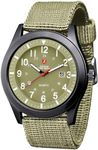 ZEIGER Mens Watches Military Analogue Quartz Date Field Work Watch for Men Nylon Fabric Band Sport Wristwatch with Watch Box (Light Green)