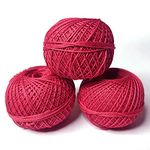 Adikala 3 Ply Crochet Cotton Thread for Knitting & Craft Making (Set of 3)- 120GMS (Magenta Red)