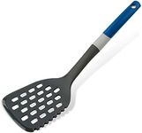 Tasty Cooking Turner with Cutting Edge, Heat-Resistant Slotted Turner with Soft Grip, Non-Stick Kitchen Turner, Non-Scratch Cookware, Kitchen Utensil, Dimensions: 34 x 9.5 cm, Colour: Dark Blue, Grey