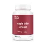 HEAL + CO. Apple Cider Vinegar Supplement | High Potency 5:1 Extract, 5000 mg per serving | Mineral Support + Digestion | 120 x 500 mg Capsules