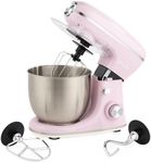 Salter Retro Stand Mixer – 5L Electric Food Kitchen Mixer, Stainless Steel Removable Mixing Bowl, Accessories Included, Dough Hook, Wire Whisk, Beater, 8 Speed Settings & Pulse Function, 1300W, Pink