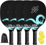 CRATTH Pickleball Paddles Set of 4 Durable Wood Pickleball Racket with Ergonomic Cushion Breathable Comfort Grip with 4-40 Holes Outdoor Balls and 1 Carry Bag Wooden Racquet for Men Women Sports