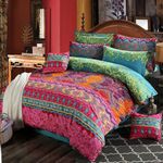 Loussiesd Bohemian Duvet Cover Set Boho Exotic Double Size Luxury Southwestern Bedspread Microfiber Bedding Set Ethnic Butterfly Comforter Cover with 2 Pillow Shams Zipper 3 Pieces