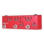 DC5 6-in-1 Guitar Multi-Effects Pedal Delay + Chorus + Distortion + Overdrive + Booster + Buffer Full Metal Shell with True Bypass GLFA, Red