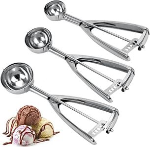 Cookie Scoop, Ice Cream Scoop, Cookie Scoops for Baking Set of 3 with Cookie Dough Scoop, 3Pcs Cookie Scooper for Baking, Stainless Steel Cookie Scoop Set, Ice Cream Scooper with Trigger Release