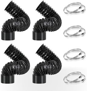 4 Pieces of 4 Inch Aluminum Dryer Vent Hose, 25 Feet Flexible Air Ducting with 2 Clamps, Heavy-Duty 4-Layer Design for HVAC, Dryer Vent, Grow Tent, Bathroom Exhaust, Kitchen Ventilation - Black PVC