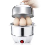 CACHOO Rapid Egg Cooker, 14 Egg Capacity Electric Egg Cooker with Boil-dry Protection for Soft, Medium, Hard Boiled, Poached, Steamed Eggs, Vegetables and Dumplings, Stainless Steel Tray