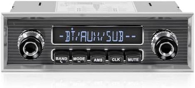 Retro Vintage Radio for Classic Vehicle - Single Din Bluetooth Car Stereo with AM FM USB AUX EQ Subwoofer RCA Output