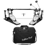 Softline Pro Iron Cobra Double Bass Drum Pedal with Padded Carry Bag Double Chain Drive Twin Kick Pedal with Power Glide Cam & Cobra Coil Spring Heavy Duty Drum Pedal for Drum Kits (SP44+BAG)