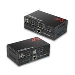 AV Access HDMI USB KVM Extender Dual Monitor Over Cat5e/6/6a/7 up to 1080p@60Hz 60m/197ft, KVM Extender 4 USB 2.0 Ports for Keyboard/Mouse, HDCP 1.4 PoC Function, Plug and Play, Zero Latency