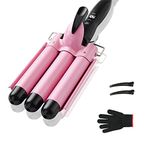 3 Barrel Curling iron Hair Waver, TOP4EVER 25mm Professional Ceramic Hair Curler with Two Temperature Control, Fast Heating 1inch Triple Barrel Crimper Wand for Waving Hair