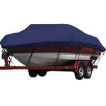 Trailerable Boat Cover,14ft-16ft Heavy Duty 600D Waterproof Boat Cover,Fit V-Hull Tri-Hull Fishing Ski Pro-Style Bass Boats, Full Size (Model B: Fits 14'-16'L X 90" Beam Width, Navy Blue)